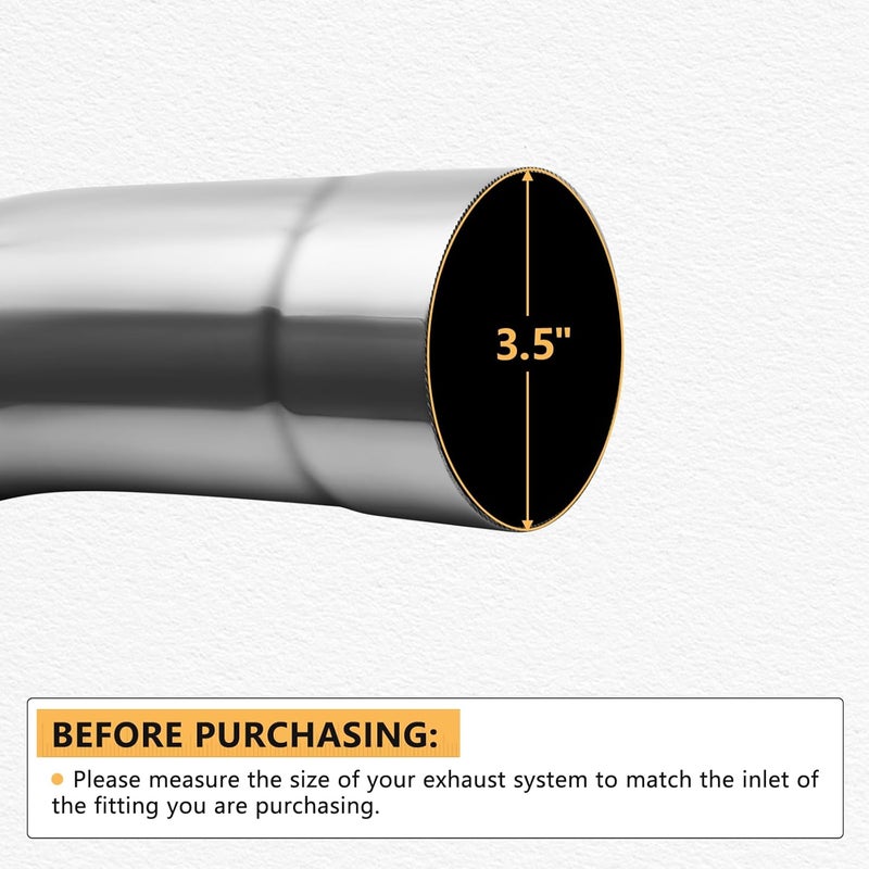 LCGP 3.5"OD 2 Pcs 45 Degree Exhaust Tube Made of High Quality Stainless Steel DIY Exhaust Pipe - Image 5